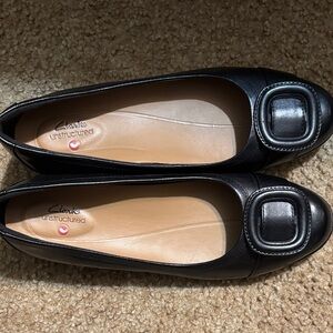 Clarks Unstructured Black Leather Loafers